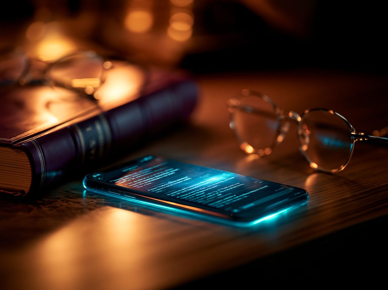 Smartphone com conversa na tela ao lado de livro jurídico encadernado